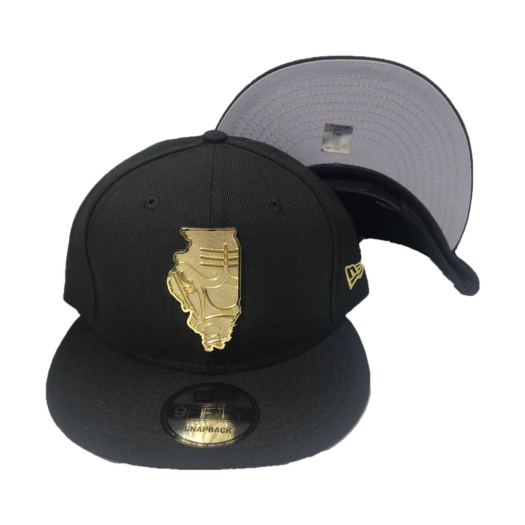 New Era Chicago Bulls Gold Metal State Map Logo 9fifty Snapback