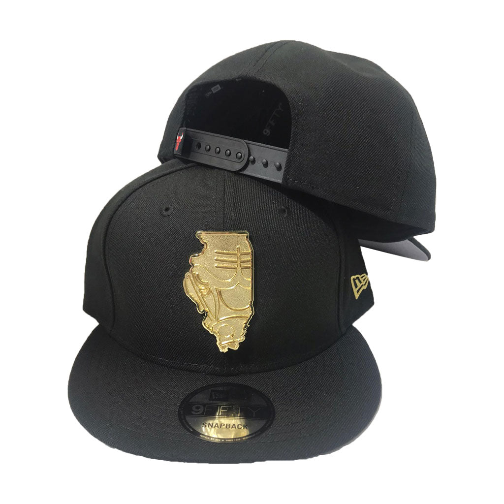 New Era Chicago Bulls Gold Metal State Map Logo 9fifty Snapback