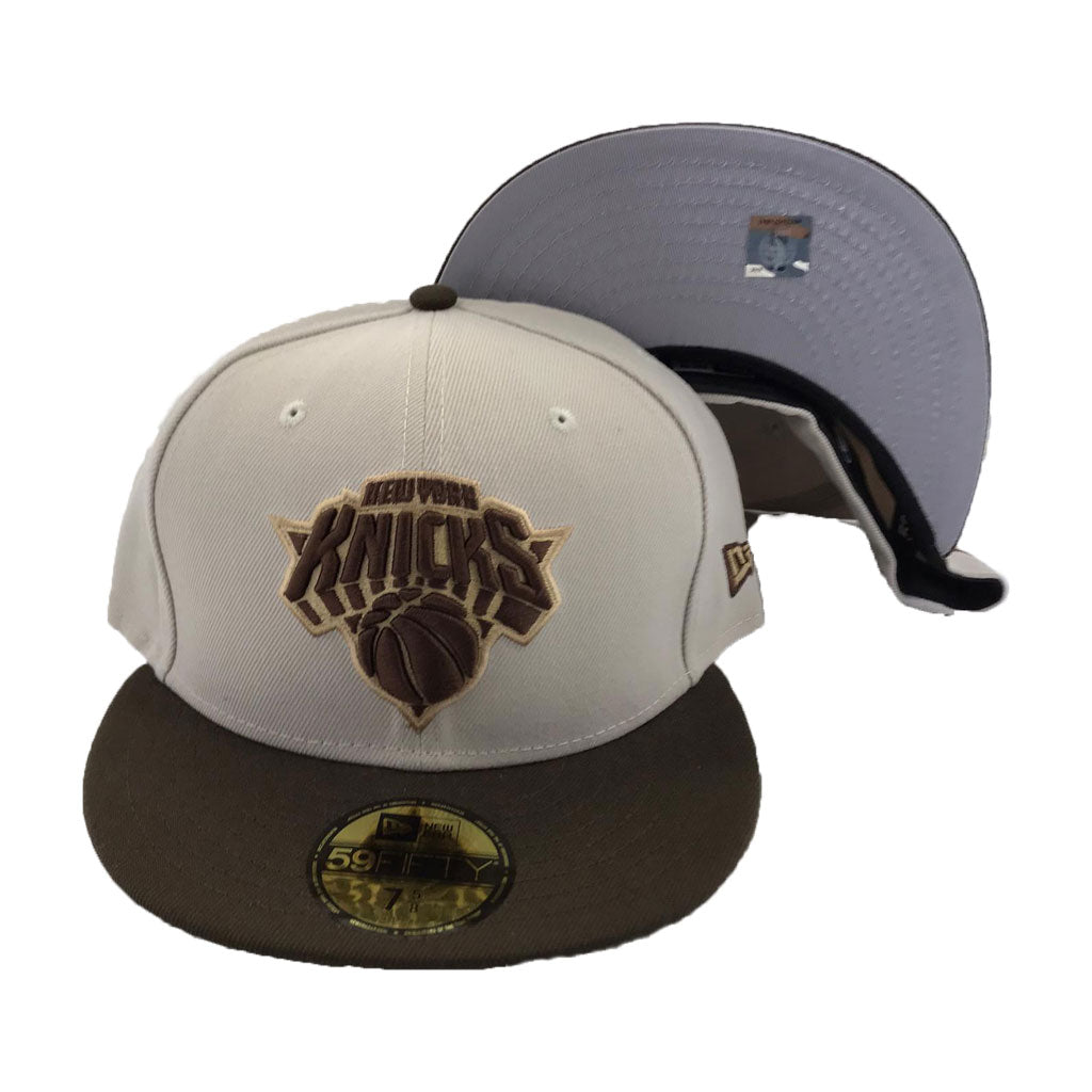 New York Knicks Off White Brown New Era Fitted Hat – Sports World 165