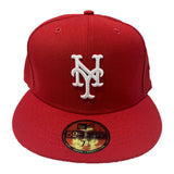 New York Mets Red  New Era Fitted Hat