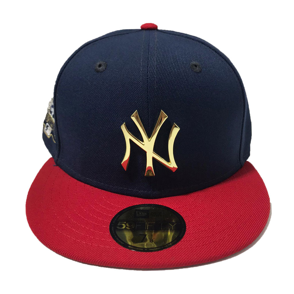 New York Yankees 27th championship Navy Red Metal Gold Logo New Era Fitted Hat