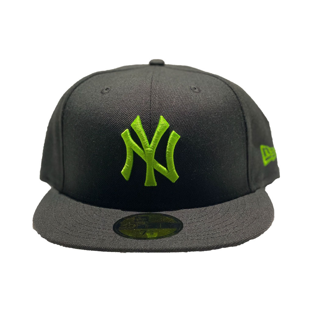 New York Yankees Black With Lime Green Logo New Era Fitted Hat