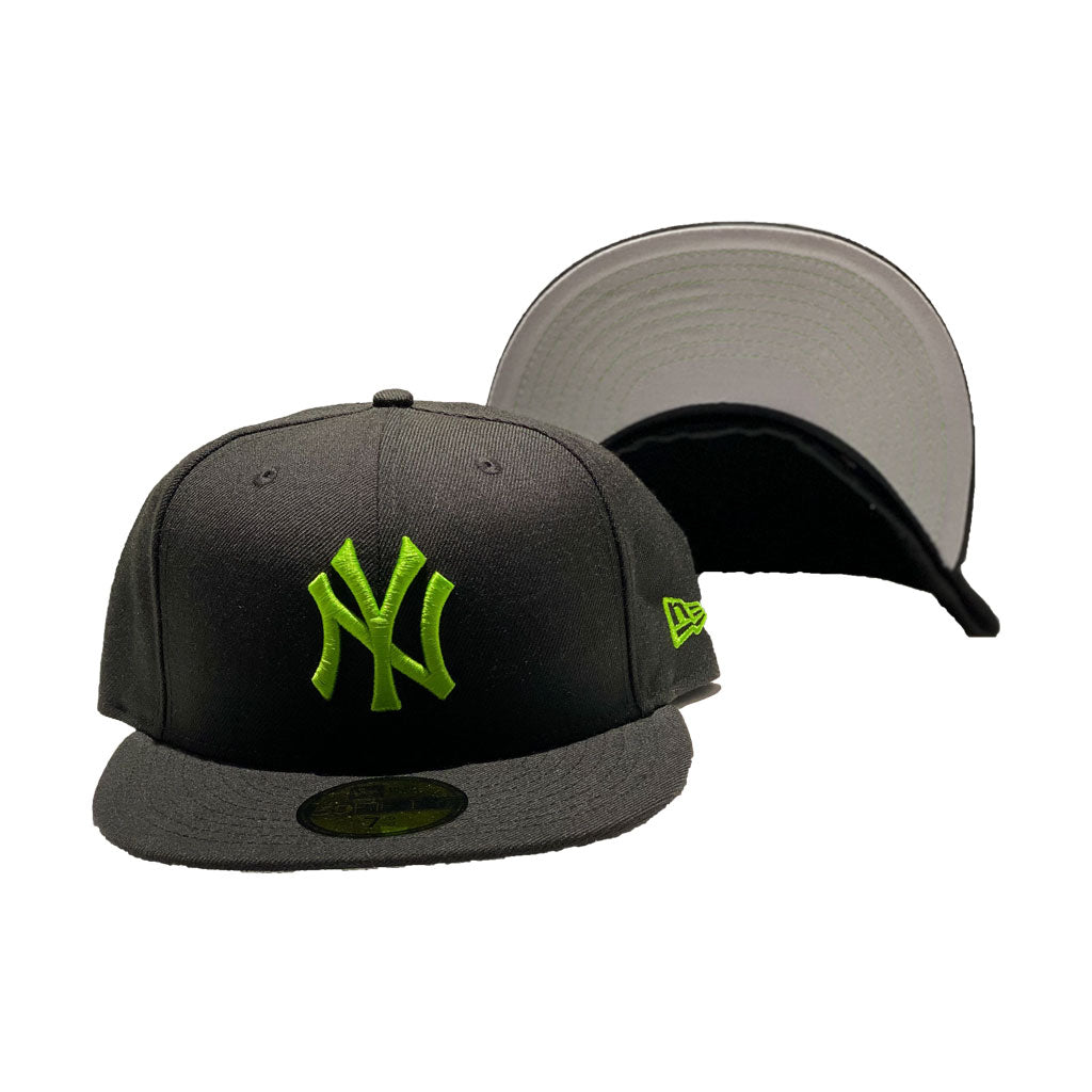 New York Yankees Black With Lime Green Logo New Era Fitted Hat