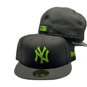 New York Yankees Black With Lime Green Logo New Era Fitted Hat