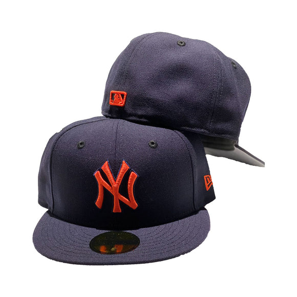 New York Yankees Navy With Orange Logo New Era Fitted  Hat