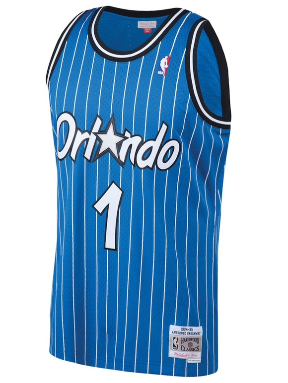 Mitchell & Ness NBA Orlando Magic #1 Hardaway Blue Pinstripe Swingman  Jersey