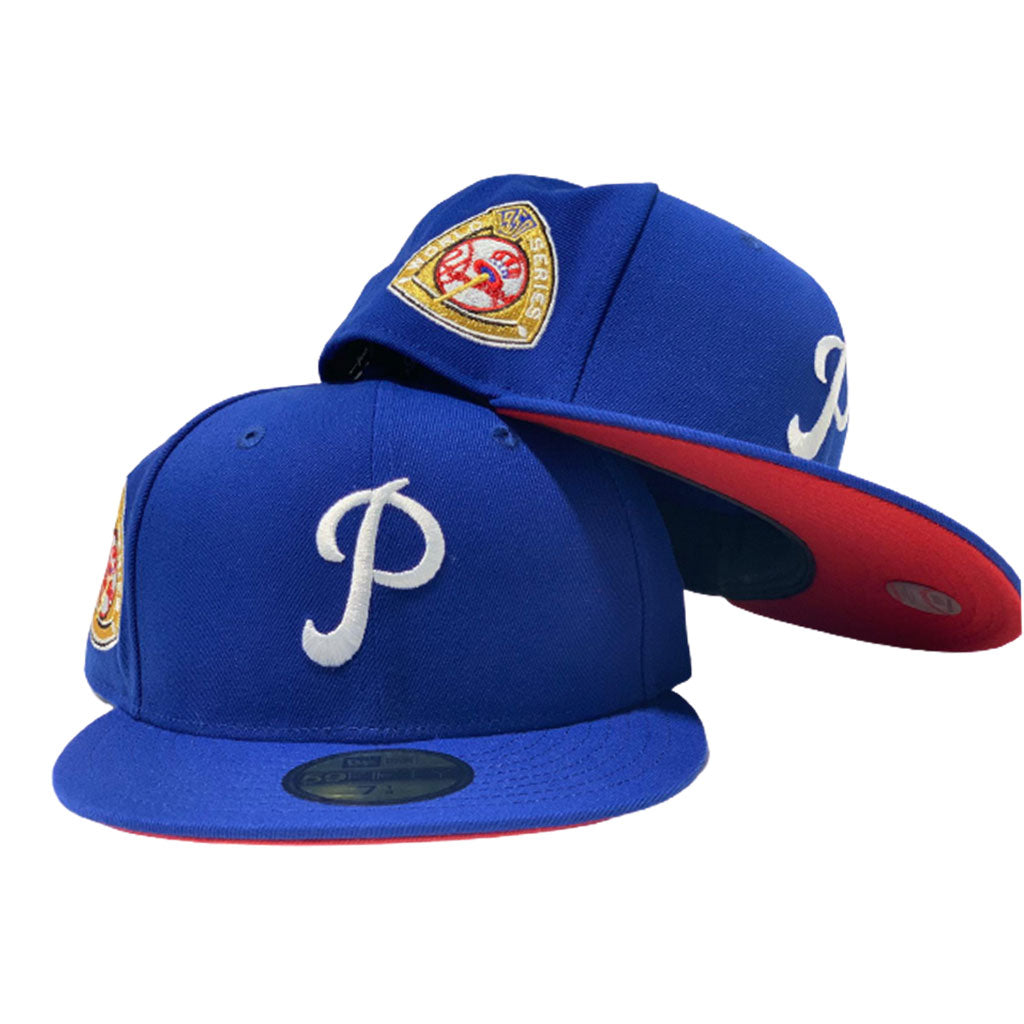 PHILADELPHIA PHILLIES 1950 WORLD SERIES ROYAL RED BRIM NEW ERA FITTED HAT