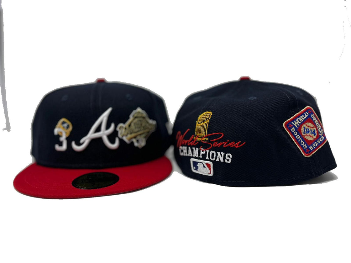 Navy and Red Atlanta Braves 3X Championship Ring New Era Fitted Hat