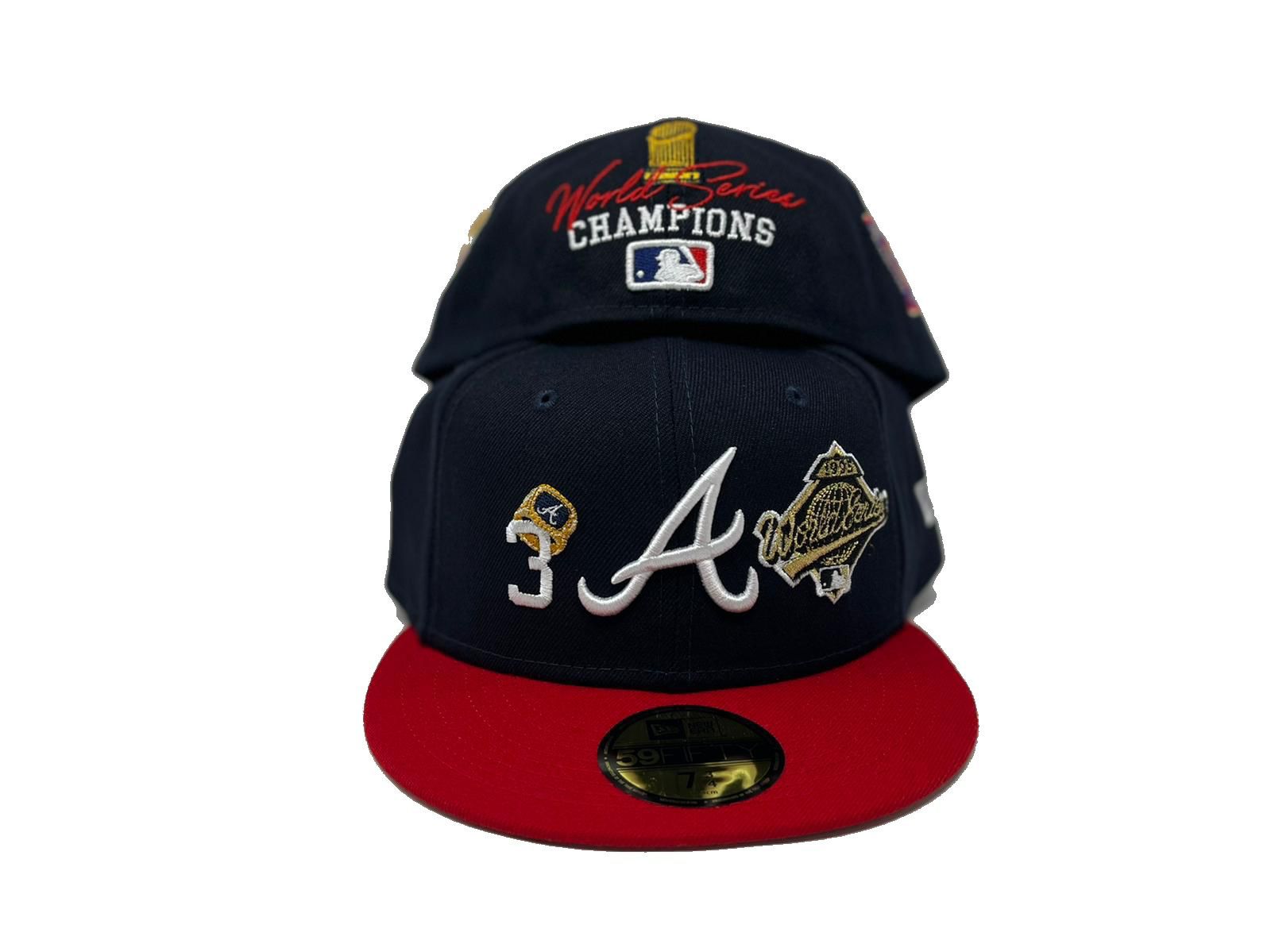 Navy and Red Atlanta Braves 3X Championship Ring New Era Fitted