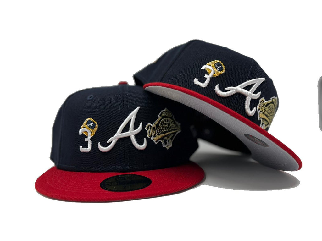 Navy and Red Atlanta Braves 3X Championship Ring New Era Fitted Hat