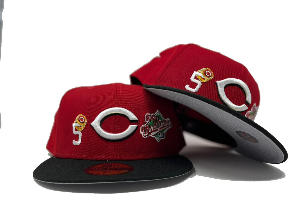 Red and Black Cincinnati Reds 5X Championship Ring New Era Fitted