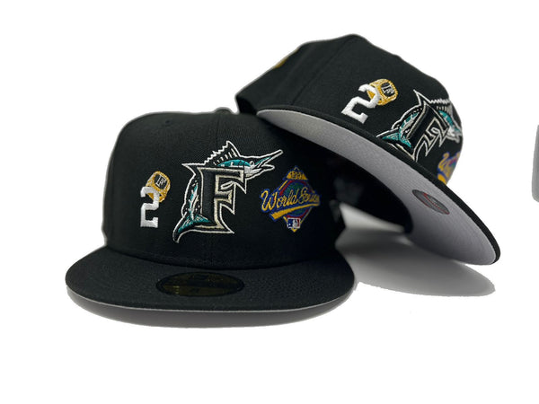 Black Florida Marlins 2x World Series Champions New Era 59FIFTY Fitted 73/4