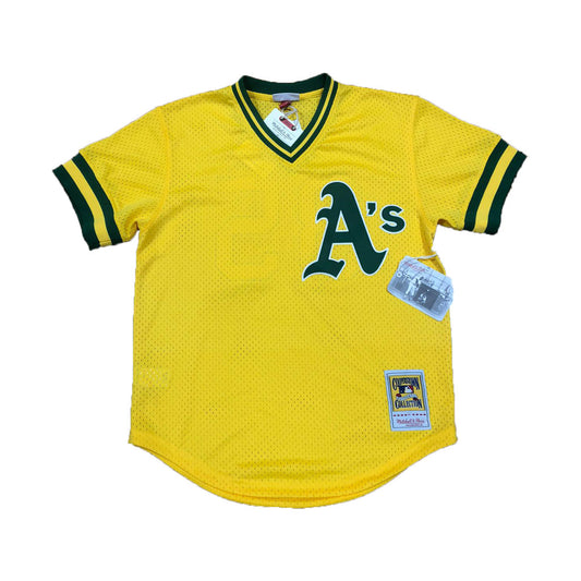 RICKEY HENDERSON 1984 AUTHENTIC MESH BP JERSEY OAKLAND ATHLETICS
