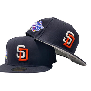SAN DIEGO PADRES 1998 WORLD SERIES GRAY BRIM NEW ERA FITTED HAT