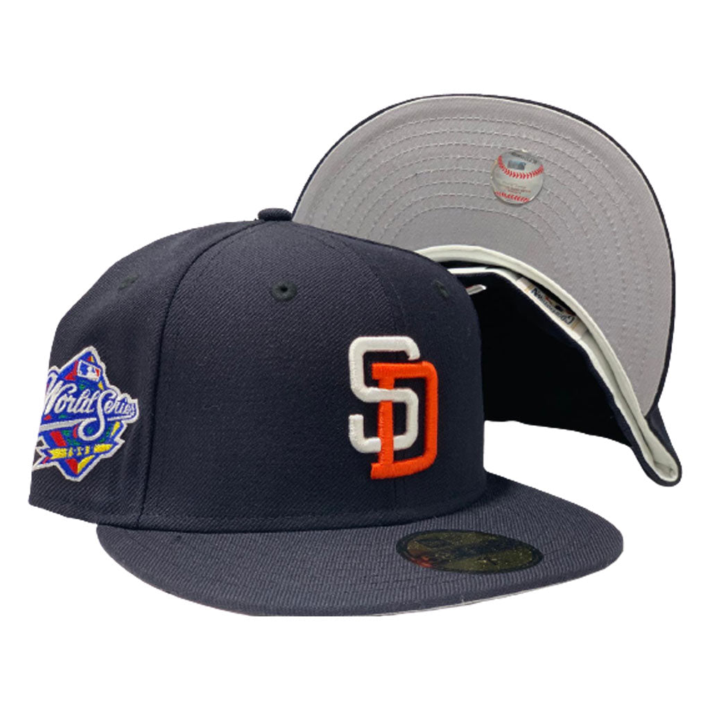 SAN DIEGO PADRES 1998 WORLD SERIES GRAY BRIM NEW ERA FITTED HAT