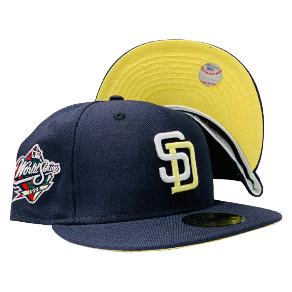 San Diego Padres 1998 Road Jersey Inspired New Era Fitted Cap Placid Gray /  Collegiate Navy / Lucky Green UV / White Sweatband A classic…