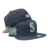 SEATTLE MARINERS 20TH ANNIVERSARY NAVY BLUE PINK BRIM NEW ERA FITTED HAT