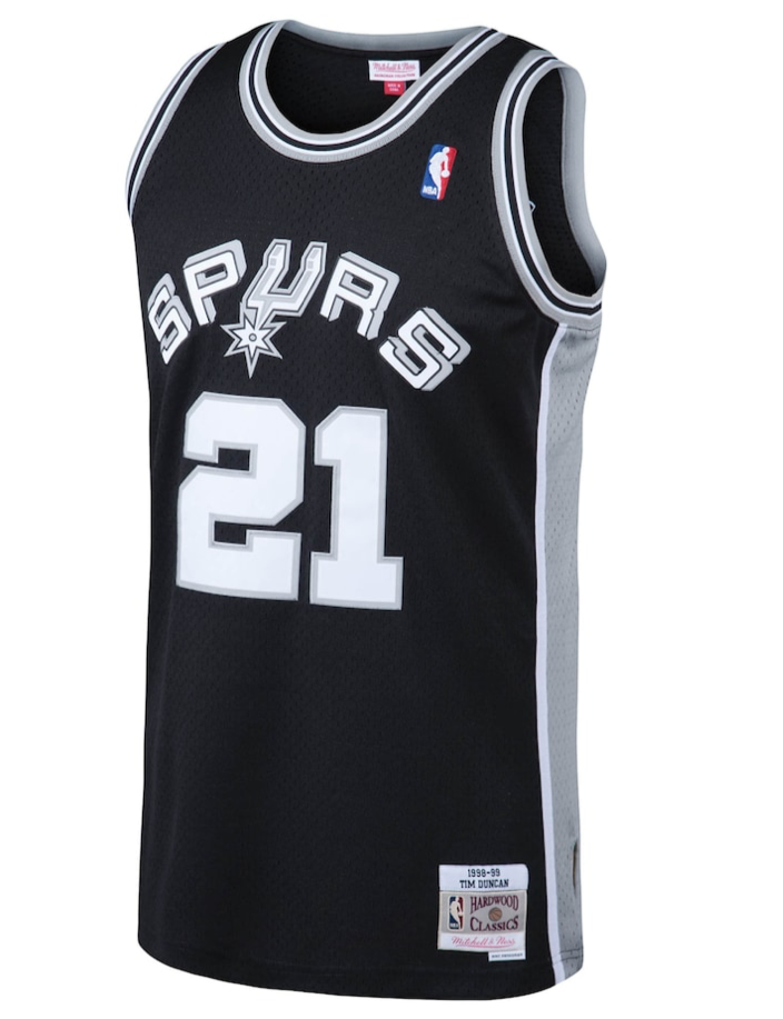 TIM DUNCAN SAN ANTONIO SPURS MITCHELL & NESS 1998 SWINGMAN JERSEY