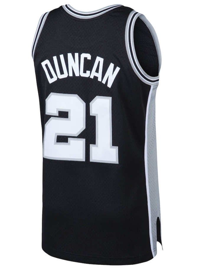 TIM DUNCAN SAN ANTONIO SPURS MITCHELL & NESS 1998 SWINGMAN JERSEY