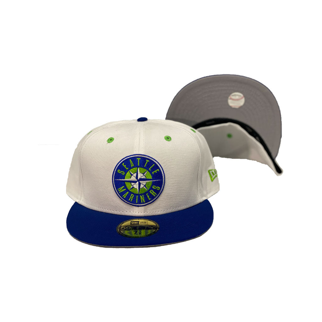 Seattle Mariners White / Royal New Era Fitted Hat.