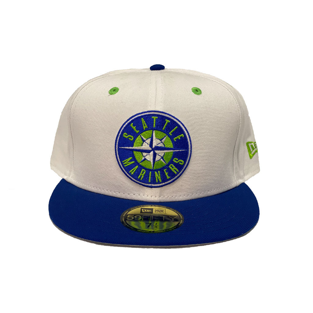 Seattle Mariners White / Royal New Era Fitted Hat.