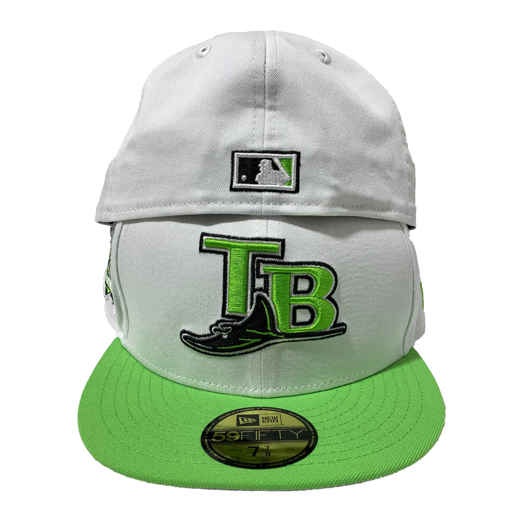 TAMPA BAY RAYS WHITE TOP WITH GREEN VISOR FITTED CAP