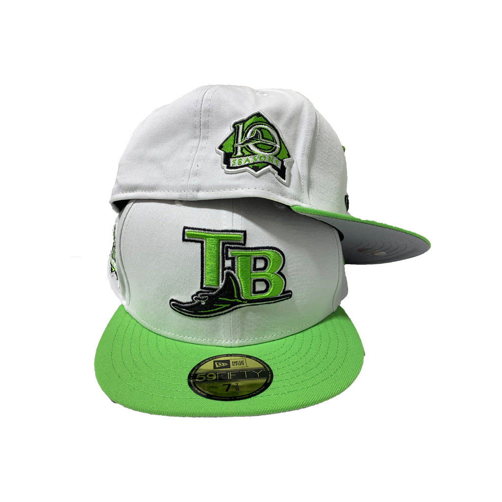 TAMPA BAY RAYS WHITE TOP WITH GREEN VISOR FITTED CAP