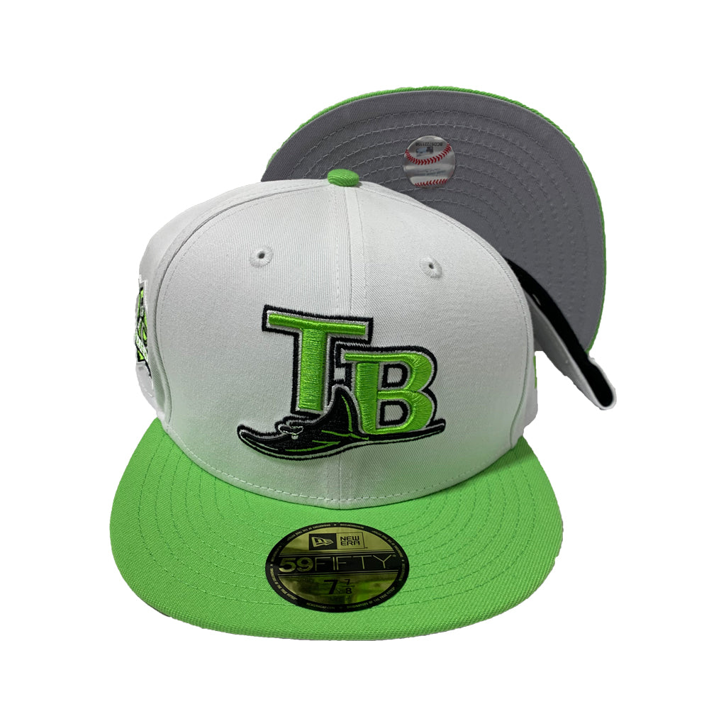 TAMPA BAY RAYS WHITE TOP WITH GREEN VISOR FITTED CAP