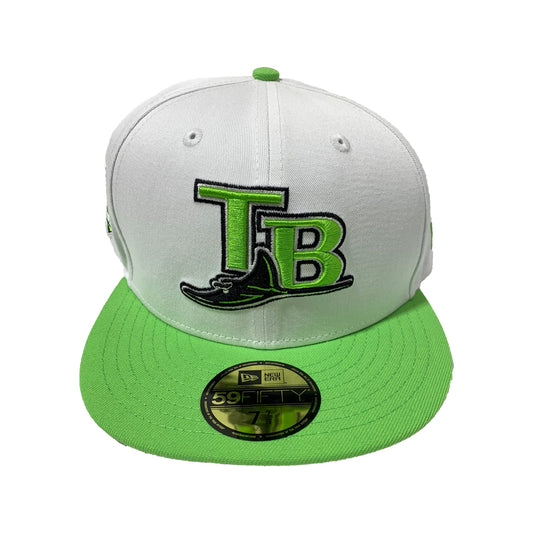 TAMPA BAY RAYS WHITE TOP WITH GREEN VISOR FITTED CAP