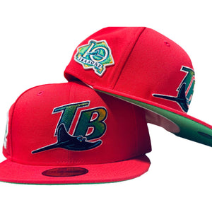 TAMPA BAY10TH SEASON SALMON PINK LIME GREEN BRIM NEW ERA FITTED HAT