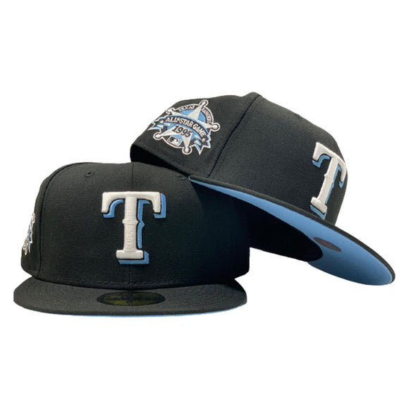 TEXAS RANGERS 1995 ALL STAR  BLACK ICY BRIM NEW ERA FITTED HAT