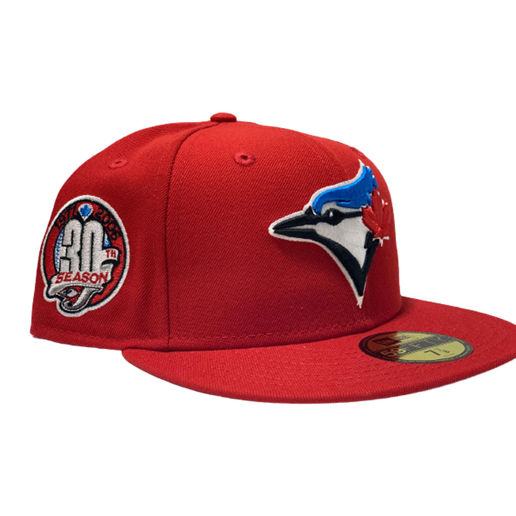 TORONTO BLUE JAYS 30TH SEASON RED GRAY BRIM NEW ERA FITTED HAT