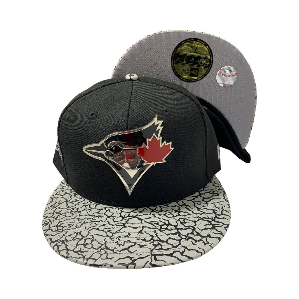 TORONTO BLUE JAYS NEW ERA 59TIFTY BLACK TOP WITH CEMENT PRINT VISOR