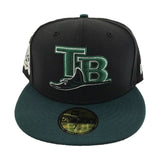 Tampa Bay Devil Rays Black Green 10th Season New Era Fitted Hat