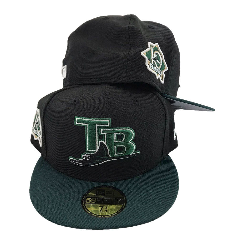Tampa Bay Devil Rays Black Green 10th Season New Era Fitted Hat