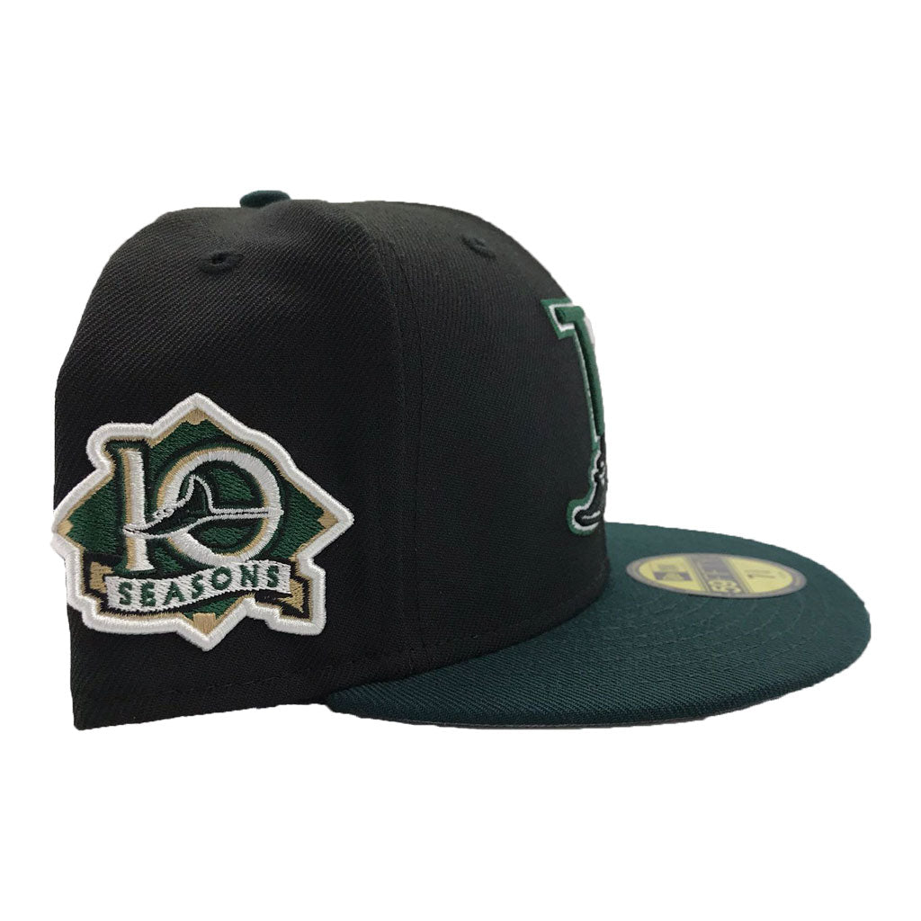 Tampa Bay Devil Rays Black Green 10th Season New Era Fitted Hat