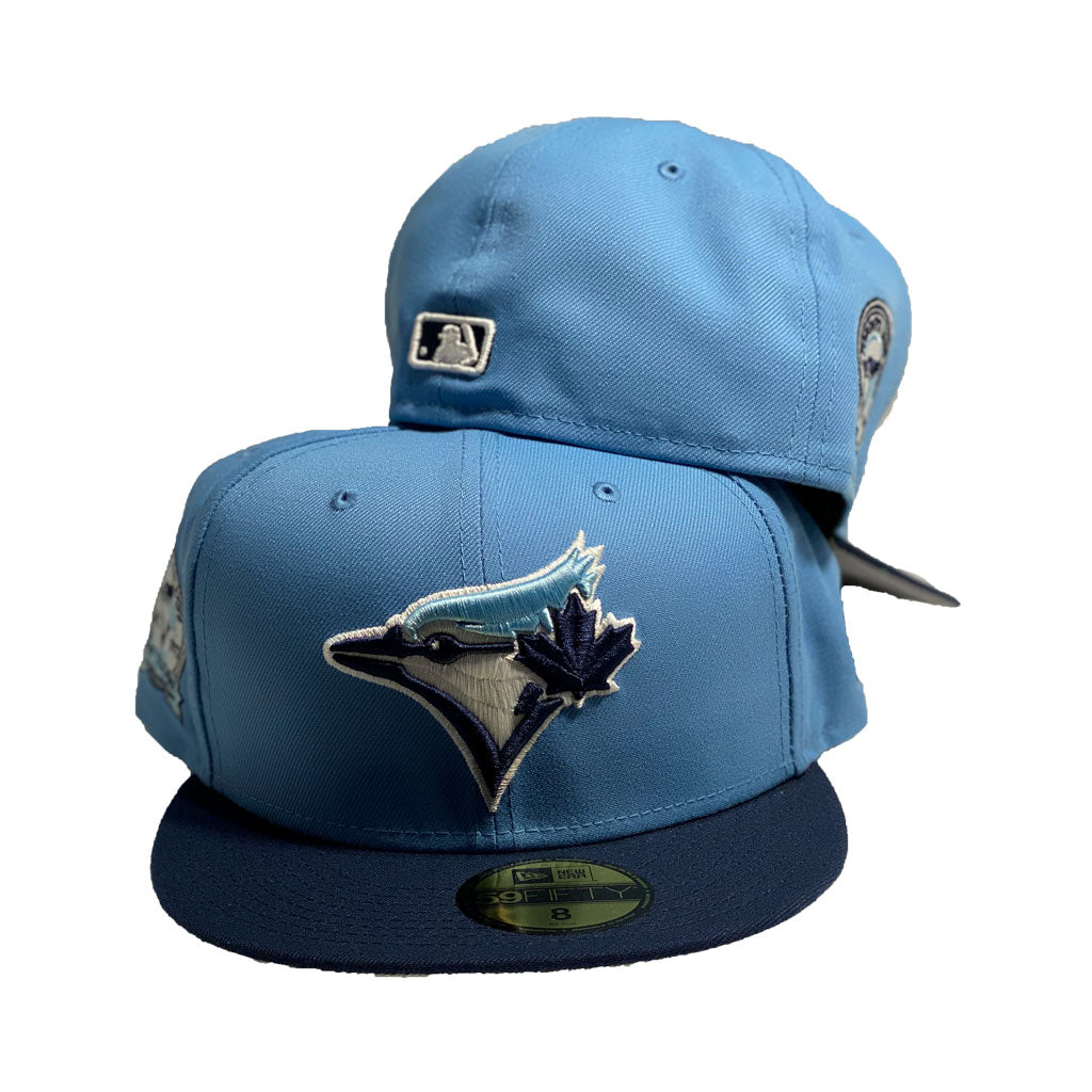 Toronto Blue Jays Sky / Navy 40th Season New Era Fitted Hat to Match Jordan 1 Retro High Obesidan UNC