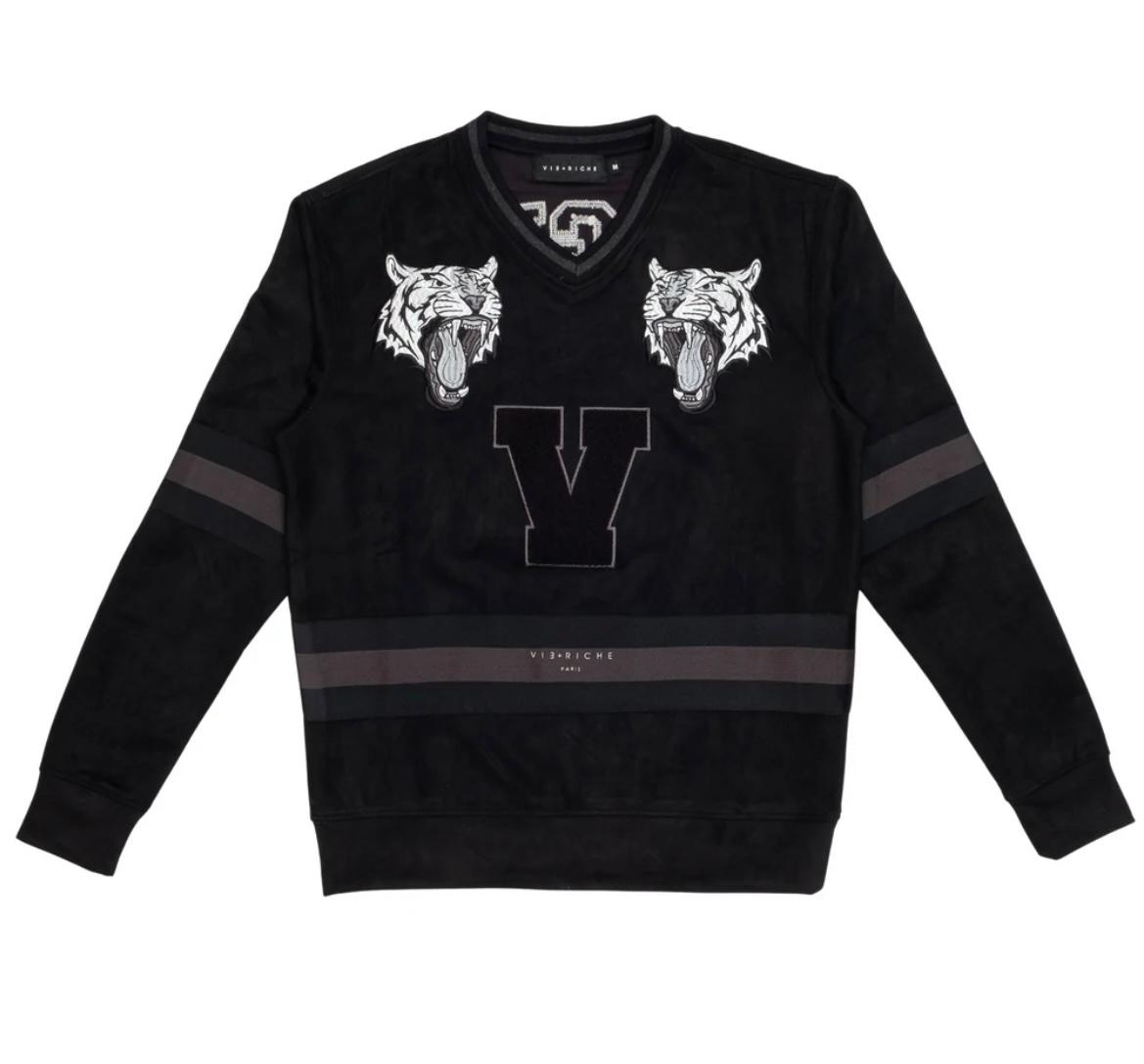 VIE RICHE BLACK TIGER VARSITY CREW NECK