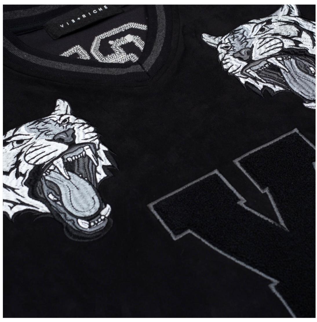 VIE RICHE BLACK TIGER VARSITY CREW NECK