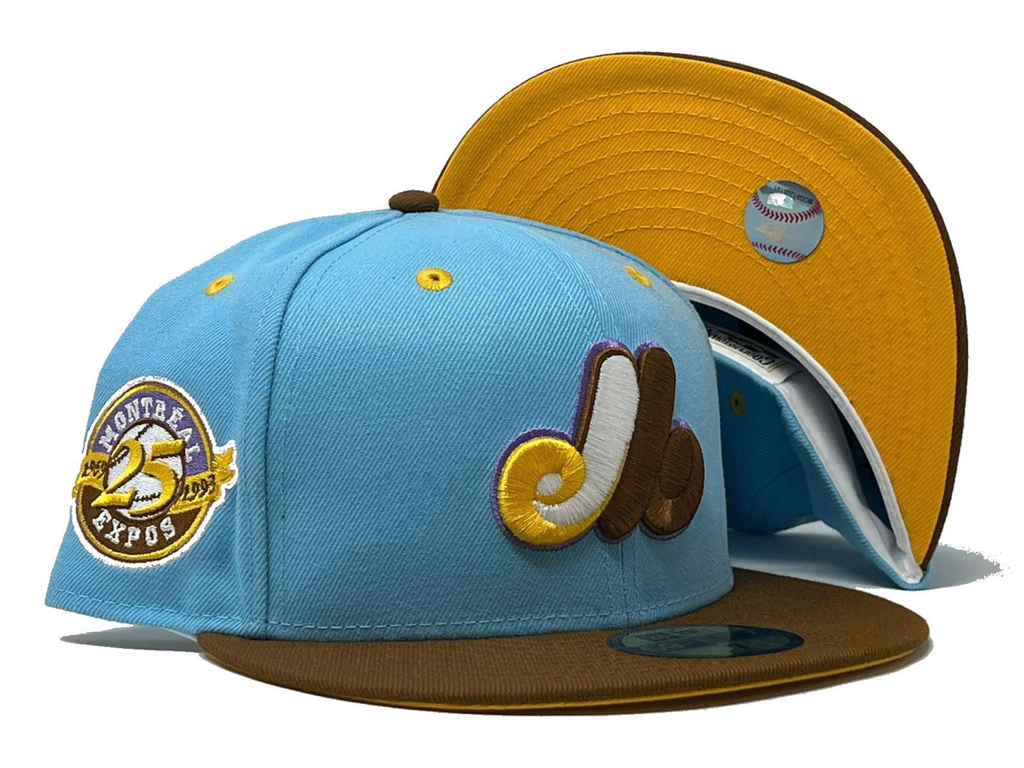 Montreal  Expos 25th Anniversary Taxi Yellow Brim New Era Fitted Hat