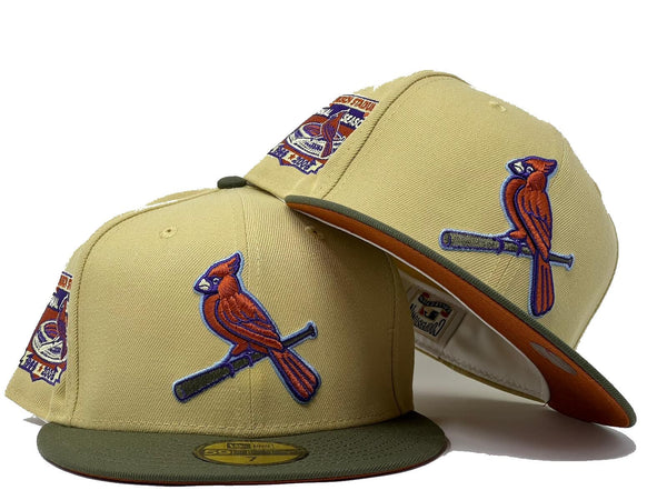 ST. LOUIS CARDINLAS BUSCH STADIUM OLIVE PINK BRIM NEW ERA FITTED