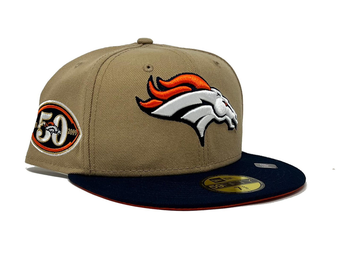 DENVER BRONCOS 50TH ANNIVERSARY "NFL COLLECTION" ORANGE BRIM 59FIFTY NEW ERA FITTED HAT