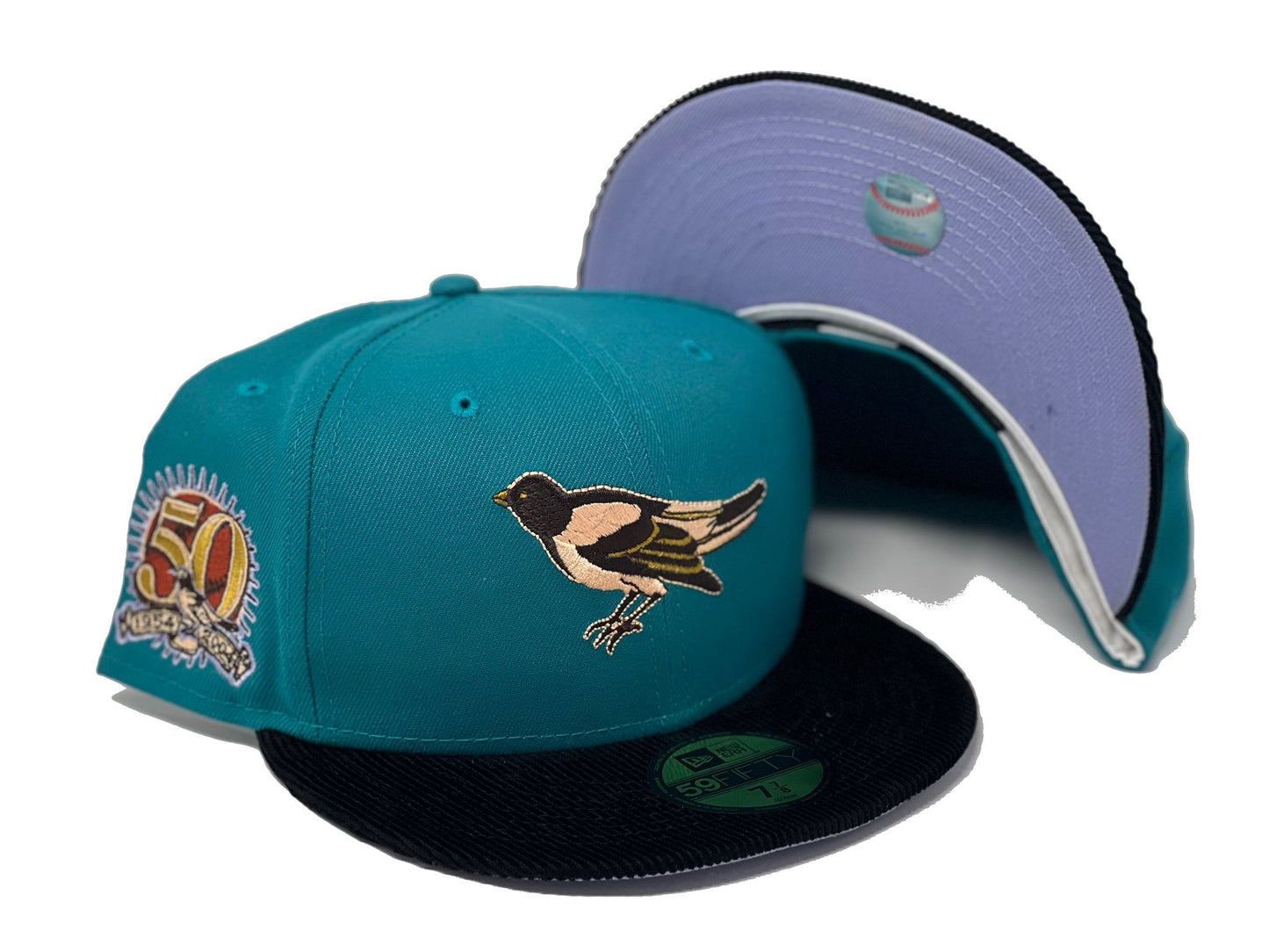 Baltimore Orioles 50th Anniversary Corduroy Visor Lavander Brim New Era Fitted Hat