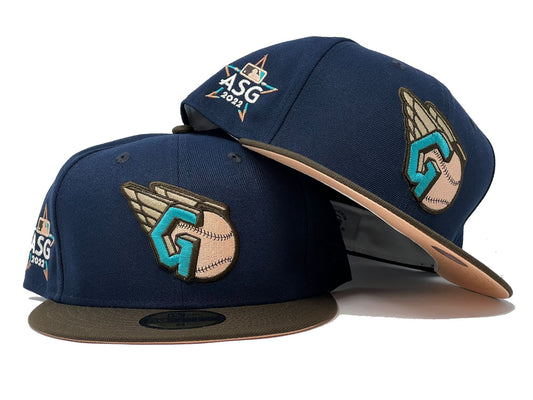 Cleveland  Guardians 2022 All Star Game Light Navy Brown Visor Peach Brim New Era Fitted Hat