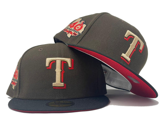 Texas Rangers 40th Anniversary Red Brim New Era Fitted Hat