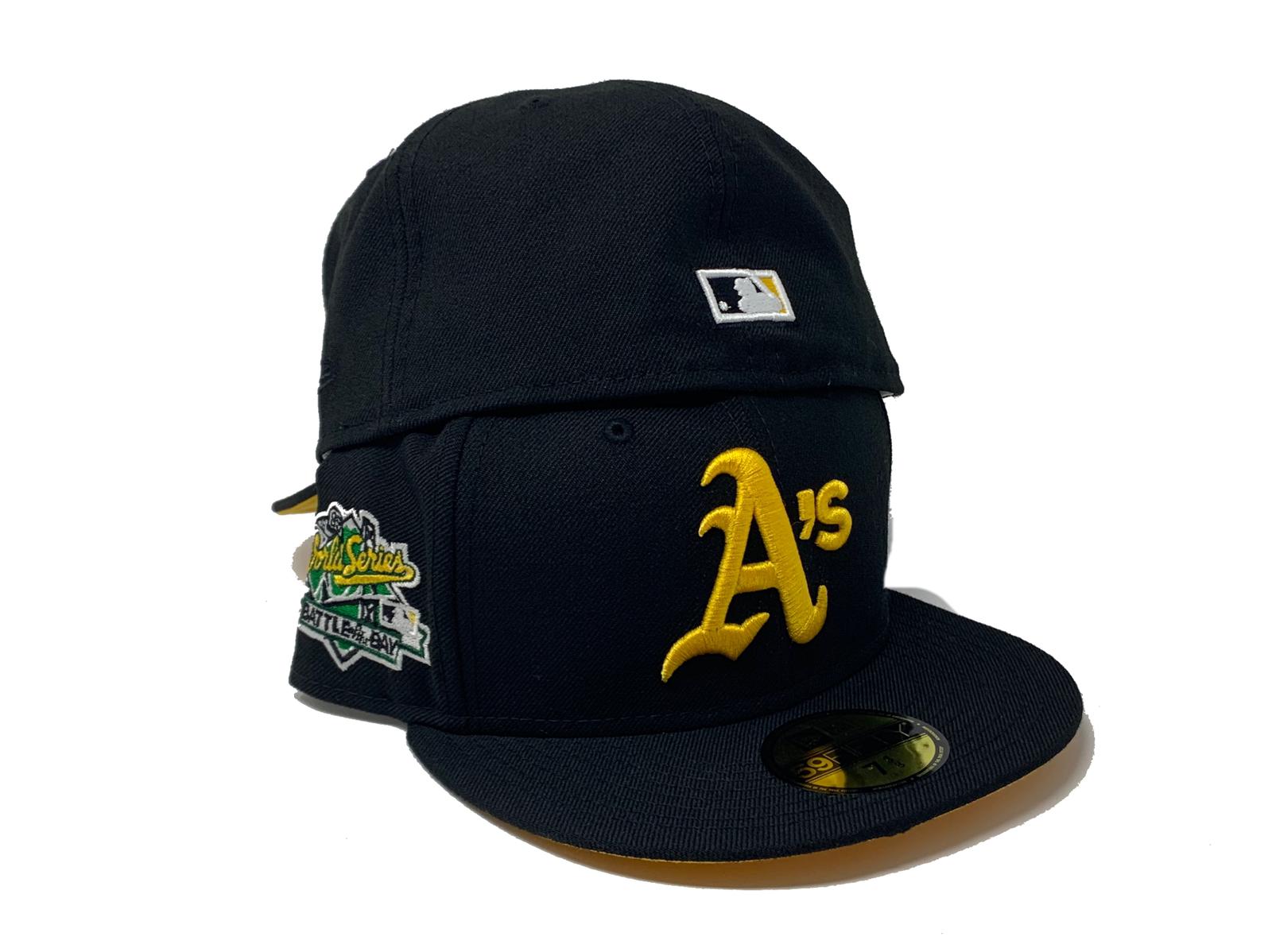 Oakland Athletics 1989 Battle of The Bay Black Pink Brim New Era Fitted Hat 7 1/8