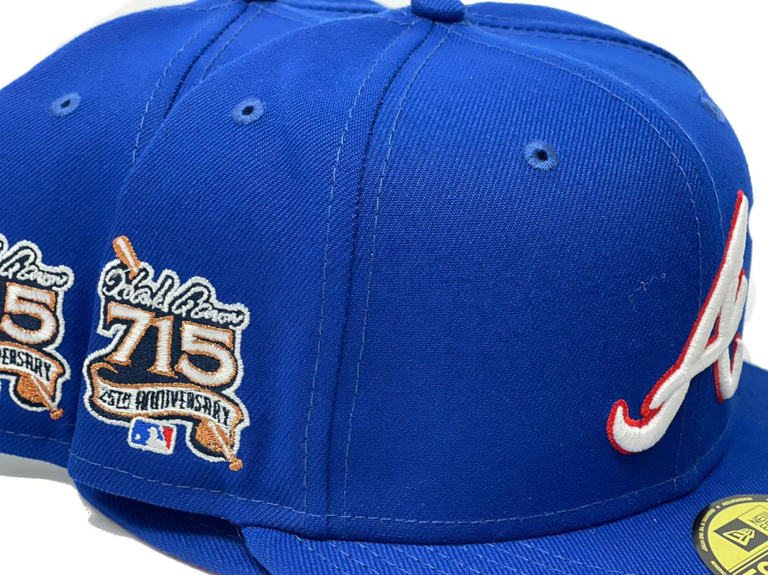 ATLANTA BRAVES HANK AARON'S 715 HOME RUN ROYAL RED BRIM NEW ERA FITTED HAT