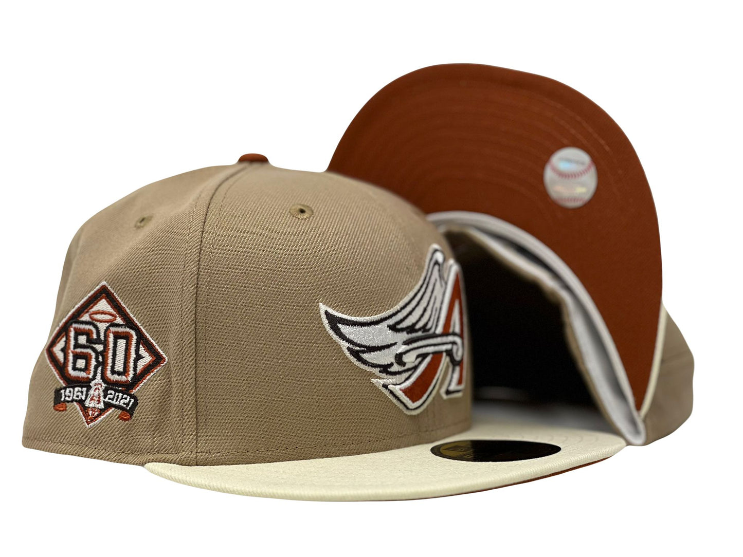 Los Angeles Angels 60th Anniversary Rust Orange Brim 59Fifty New Era Fitted Hat