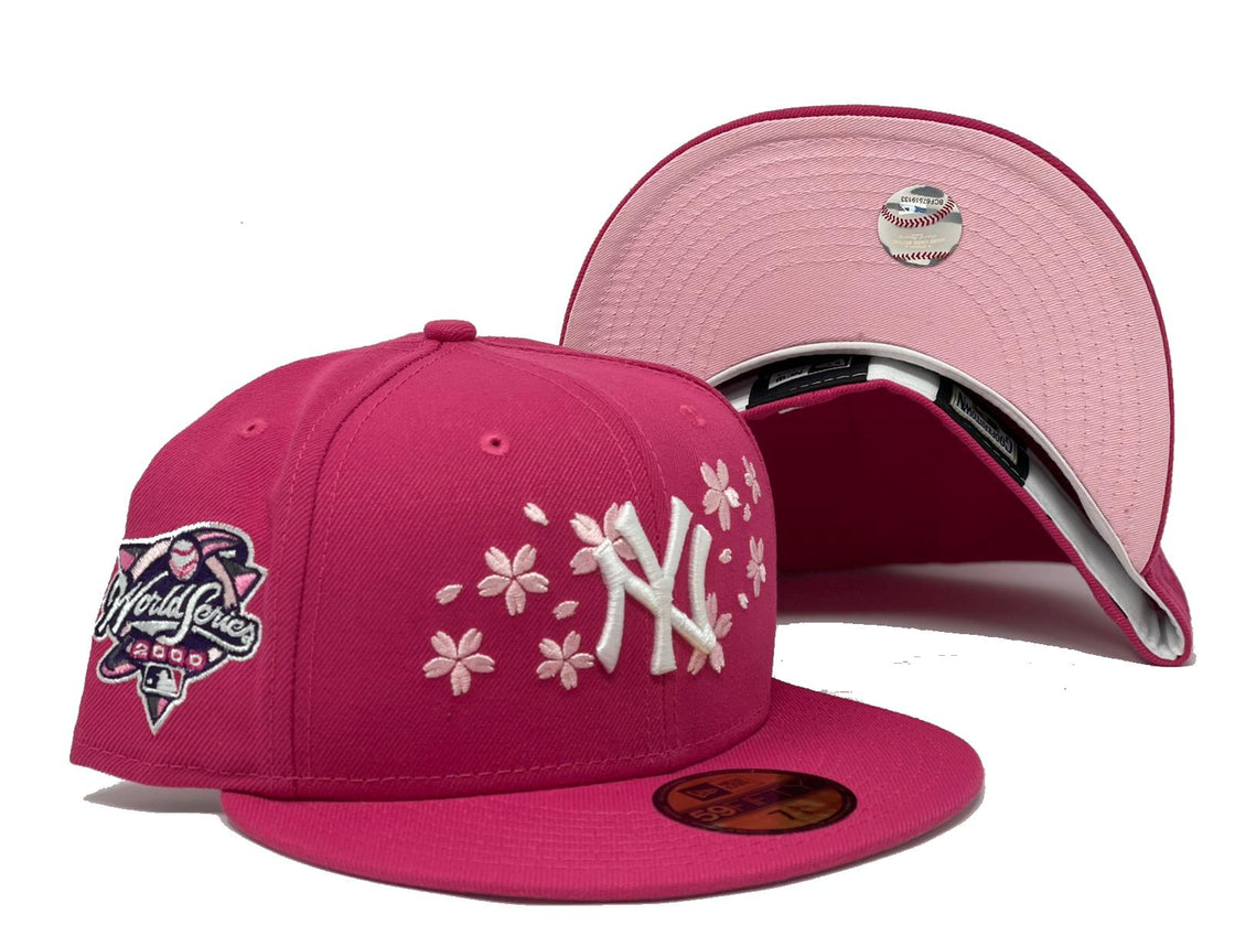 NEW YORK YANKEES 2000 WORLD SERIES BEETROOT PINK LIGHT PINK BRIM NEW ERA FITTED HAT