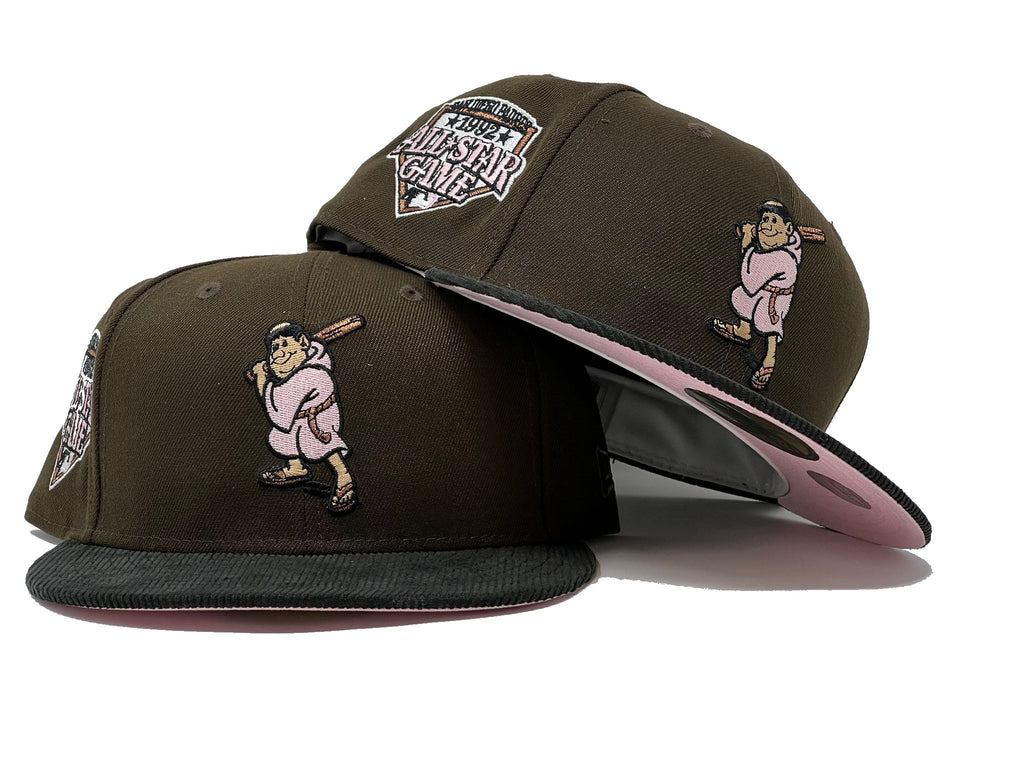 SAN DIEGO PADRES 1992 ALL STAR GAME BROWN BLACK CORDUROY VISOR PINK BRIM NEW ERA FITTED HAT